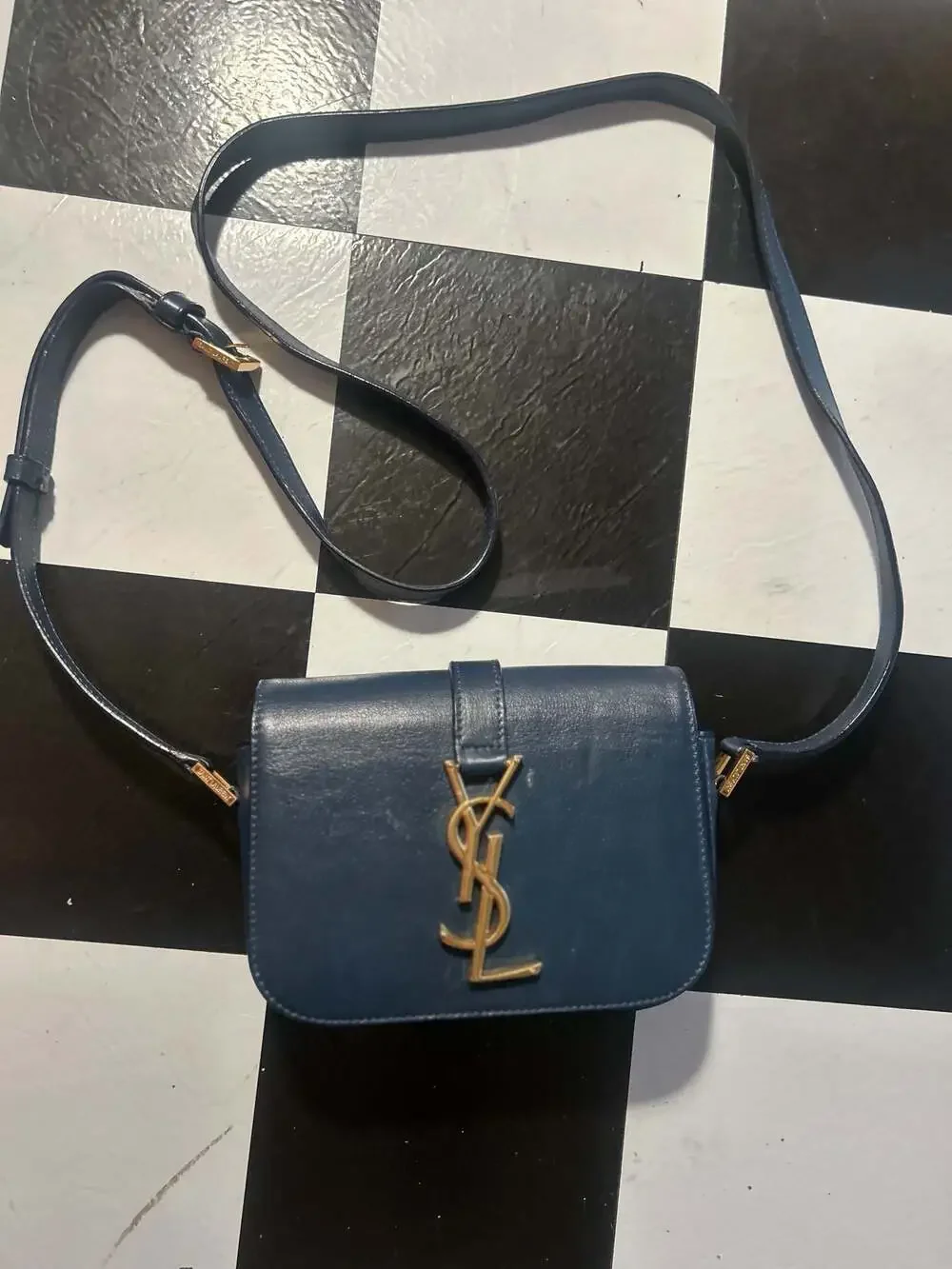 Saint Laurent Small Monogram Universite Crossbody Bag Blue Leather